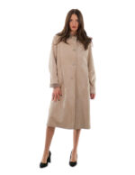 Cappotto 114 centimetri montone tortora beige 48 manica lunga reversibile chiusura bottoni
