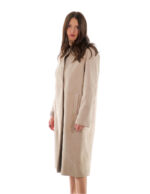 Cappotto 114 centimetri montone tortora beige 48 manica lunga reversibile chiusura bottoni