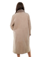 Cappotto 114 centimetri montone tortora beige 48 manica lunga reversibile chiusura bottoni