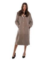 Cappotto 114 centimetri montone tortora beige 52 manica lunga reversibile chiusura bottoni