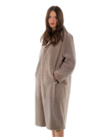 Cappotto 114 centimetri montone tortora beige 52 manica lunga reversibile chiusura bottoni