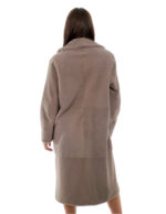 Cappotto 114 centimetri montone tortora beige 52 manica lunga reversibile chiusura bottoni