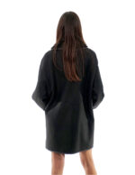 Coat 82cm 52 Black Sheepskin Shawl Collar Fur Long Sleeve Mug Pockets - Image 5