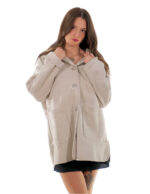 Coat 82cm 46cm Sheepskin Pearl Shawl Collar Fur Long Sleeve Fully Reversible