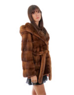 Horizontal mink jacket hood 42 gold possibility of shawl collar long sleeve belt - Image 2