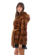 Horizontal mink jacket hood 42 gold possibility of shawl collar long sleeve belt - Image 3