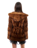 Horizontal mink jacket hood 42 gold possibility of shawl collar long sleeve belt - Image 5