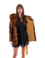 Horizontal mink jacket hood 42 gold possibility of shawl collar long sleeve belt - Image 6