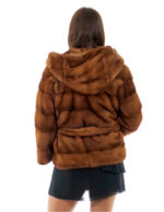 Jacket hood 42 gold possibility of shawl collar horizontal mink woman long sleeve belt - Image 5