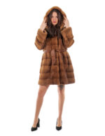 Coat Hood Button Collar 94cm Gold Gold 54 Mink Horizontal Long Sleeve External Pocket - Image 4