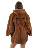 Nerz Cape 48-56 Poncho gold gold Vollleder kurzärmeliger Innengürtel Leder Knopfkragen – Bild 5