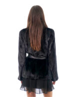 Horizontal mink jacket 68cm black 42 below cost black piping button collar long sleeve belt leather - Image 5