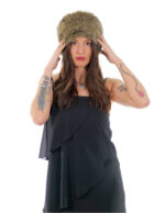 Accessory brown fox faux fur headband earflaps and neck warmer with elastic 14cm high