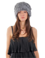 Accessory headband in gray sapphire fox fur earflap and neck warmer with elastic 14cm high