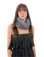 Accessory headband in gray sapphire fox fur earflap and neck warmer with elastic 14cm high - Image 3