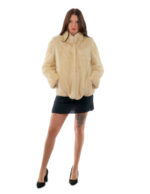 Second life white mink fur jacket 42 collar pistagna free sleeve 3/4 full leather - Image 4