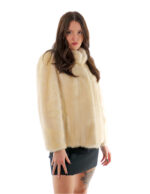 Second life white mink fur jacket 42 collar pistagna free sleeve 3/4 full leather - Image 2