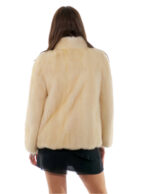 Second life white mink fur jacket 42 collar pistagna free sleeve 3/4 full leather - Image 5