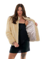 Second life white mink fur jacket 42 collar pistagna free sleeve 3/4 full leather - Image 6