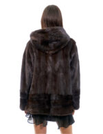 Mahagoni 50 Fell Nerz Horizontale und vertikale Kapuze Langarm-Verschlusshaken – Bild 5