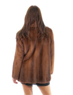 Full Leather Mink Fur 50 Demi Buff Brown Long Sleeve Pistagna Collar Closure Hooks - Image 5