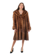 Cappotto 110 cm demi buff 58 modello campana visone orizzontale e verticale collo tondo risvolto maniche