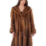 Coat 110 cm demi buff 58 bell model mink horizontal and vertical round neck lapel sleeves