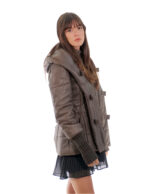 Genuine leather jacket 44 dark brown with double-breasted wool sleeves with martin gala buttons - Image 2