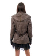 Genuine leather jacket 44 dark brown with double-breasted wool sleeves with martin gala buttons - Image 5