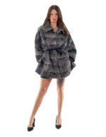 Grey Persian cape with black shades 48-56 with inner belt, Italian collar with button - Image 4