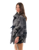 Grey Persian cape with black shades 48-56 with inner belt, Italian collar with button - Image 3