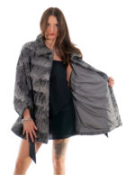 Grey Persian cape with black shades 48-56 with inner belt, Italian collar with button - Image 6