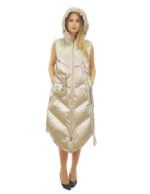 Women's 46cm long silver champagne down jacket sleeveless 112cm long hood - Image 5