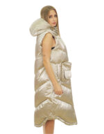 Women's 54 Silver Champagne Down Vest 112cm Long Hood - Image 3