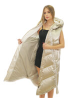 Women's 54 Silver Champagne Down Vest 112cm Long Hood - Image 7