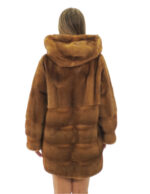 Gold Gold Mink Coat Full Leather 50 Horizontal Bottom Hood Long Sleeve Hooks - Image 5