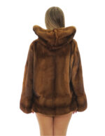 Mink coat gold full leather 50 slits bottom hood long sleeves hooks - Image 5