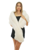 Stola in pelliccia di volpe bianco ottico lunga 2 metri alta 40 cm con chiusura nastro