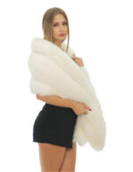 Stola in pelliccia di volpe bianco ottico lunga 2 metri alta 40 cm con chiusura nastro