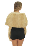 Stola in pelliccia di visone lunga 184 cm a fasce sottili beige con coulisse ai lati