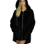 Coat 54 reversible black mink full and waterproof fabric zip long sleeve 86 cm long