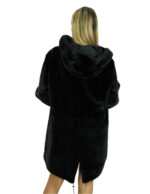 Coat 54 reversible black mink full and waterproof fabric zip long sleeve 86 cm long - Image 5