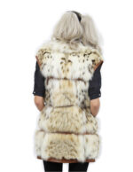 Beige fox vest slightly speckled size 44 Italian collar brown leather with zip closure - Image 5