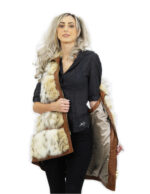 Beige fox vest slightly speckled size 44 Italian collar brown leather with zip closure - Image 6