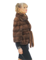 Giacca in pelliccia di visone 44 orizzontale manica 3/4 collo italiano tasche esterne