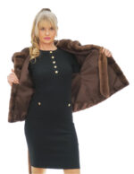 Giacca in pelliccia di visone 44 orizzontale manica 3/4 collo italiano tasche esterne