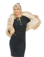 Бежевый мех лисы короткая куртка 46 длинных рукавов капюшон крючки — изображение 6