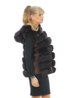 Sleeveless Fox Fur Vest 44 Brick Hooded and Suede Zip Closure - Image 3