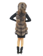 Vest 50 gold gold cross fox fur vest with hood and suede zip closure - Image 5