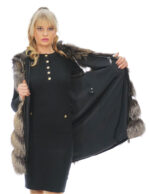 Vest 50 gold gold cross fox fur vest with hood and suede zip closure - Image 6